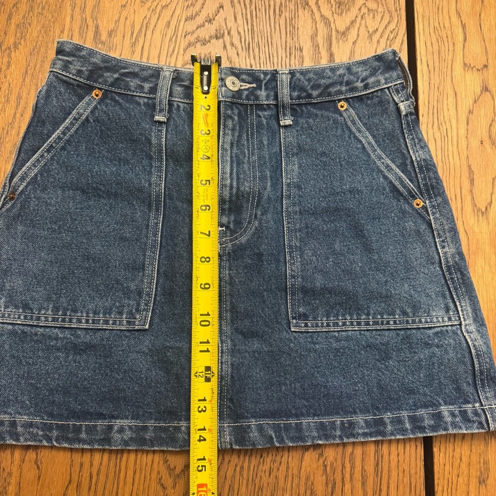 Abercrombie & Fitch Blue Denim Mini Skirt A line Jean. Natural rise 27 size 4 - Picture 6 of 7